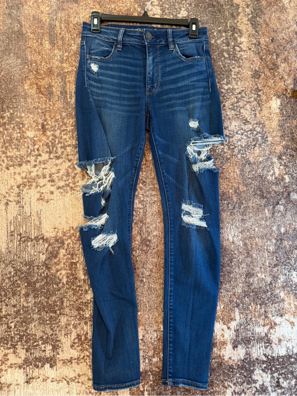 American Eagle Dark Blue Distressed Women's Jeans #0135